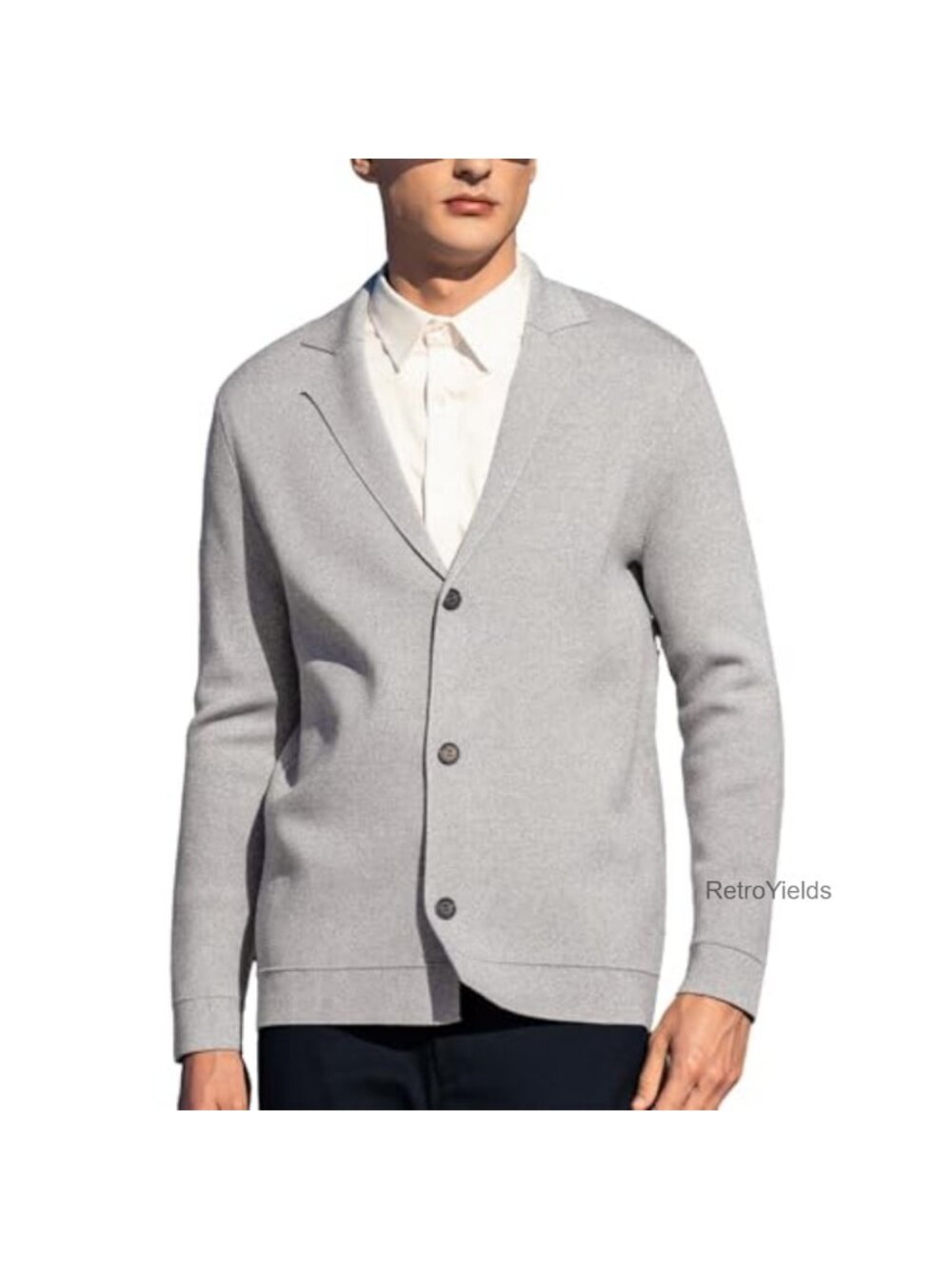 Men's V-Neck Cardigan Sweater Long Sleeve Knit Button Front